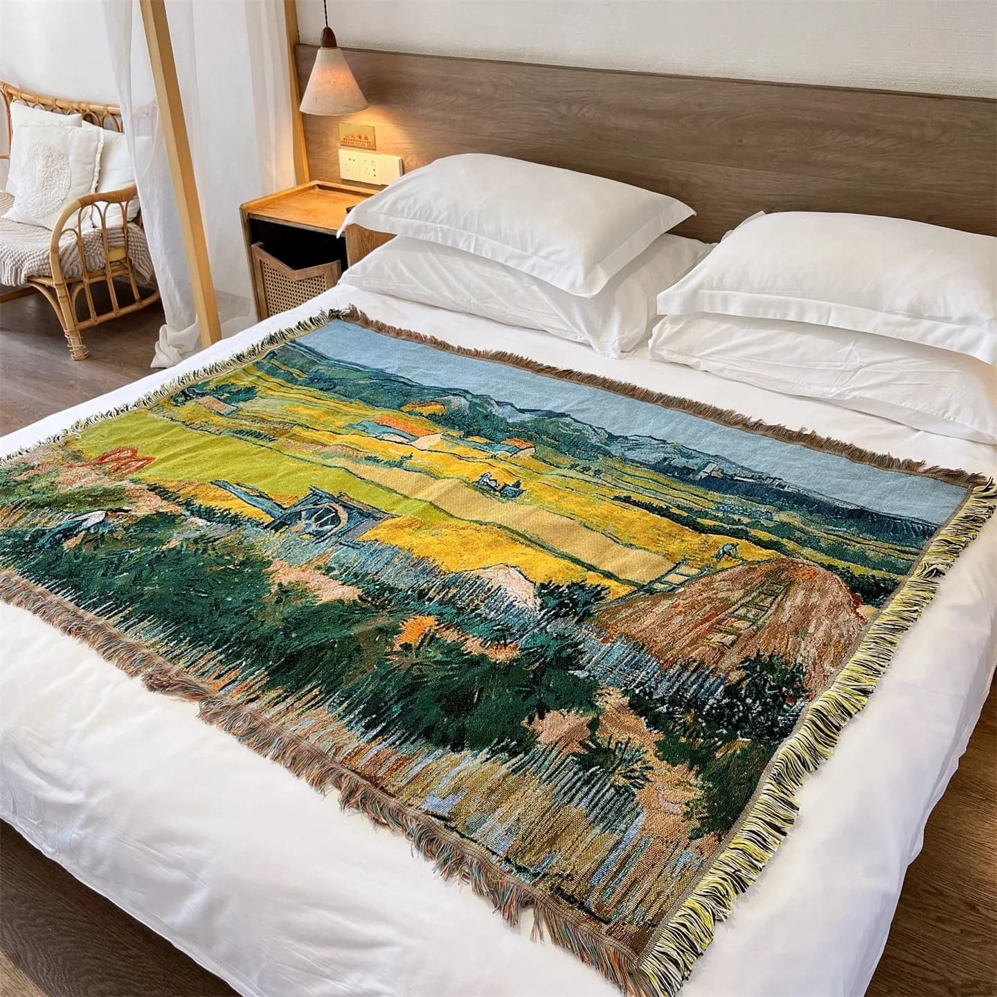 Тканий плед у стилі Ван Гога для дивана, ліжка та декору стін 130x160см